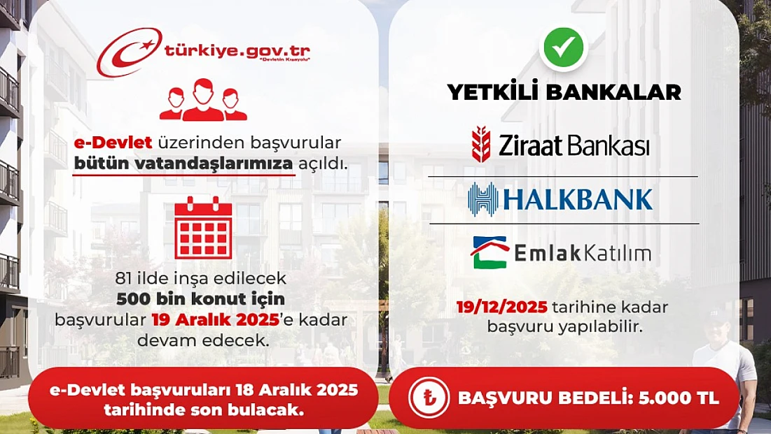 Yüzyılın Konut Projesinde E-Devlet Başvuruları sürüyor