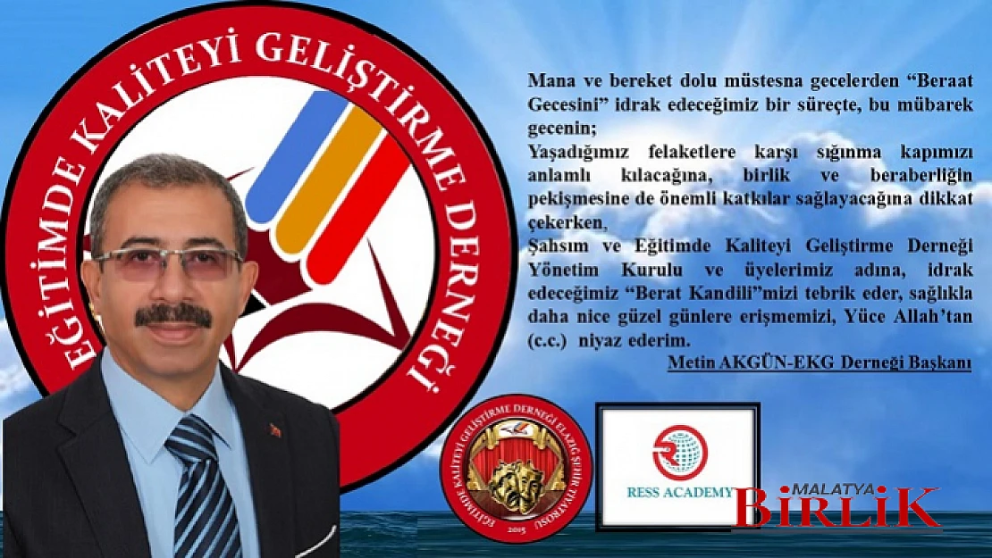 Başkan Akgün'ün, Berat Kandili Mesajı