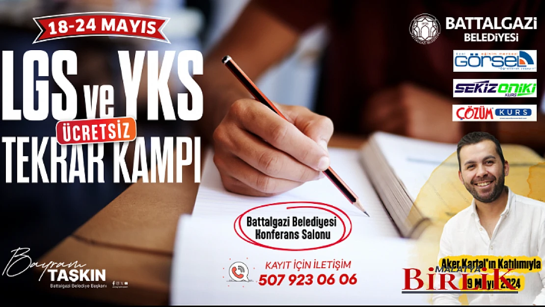 Battalgazi Belediyesi'nden gençlere ücretsiz LGS ve YKS kampı