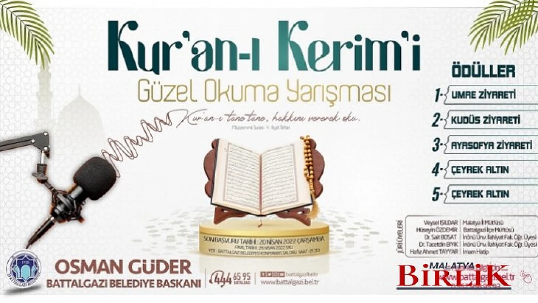 Battalgazi Belediyesi'nden Umre Ödüllü Kur'an-I Kerim Okuma Yarışması