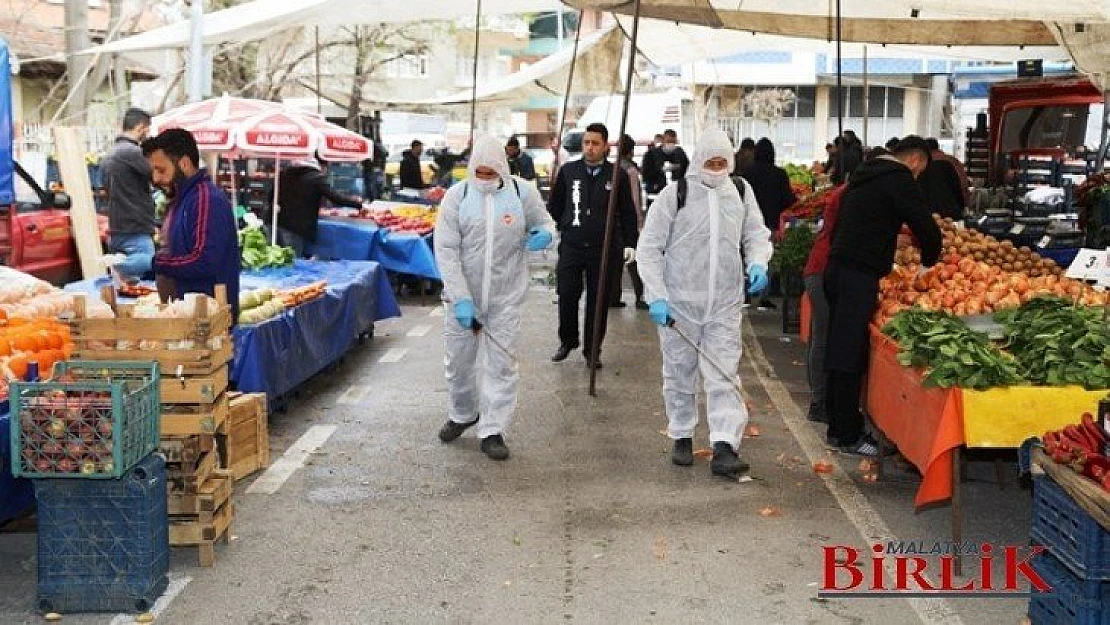 Battalgazi Belediyesi'nden Pazar Yerlerine Dezenfekte Çalışmaları
