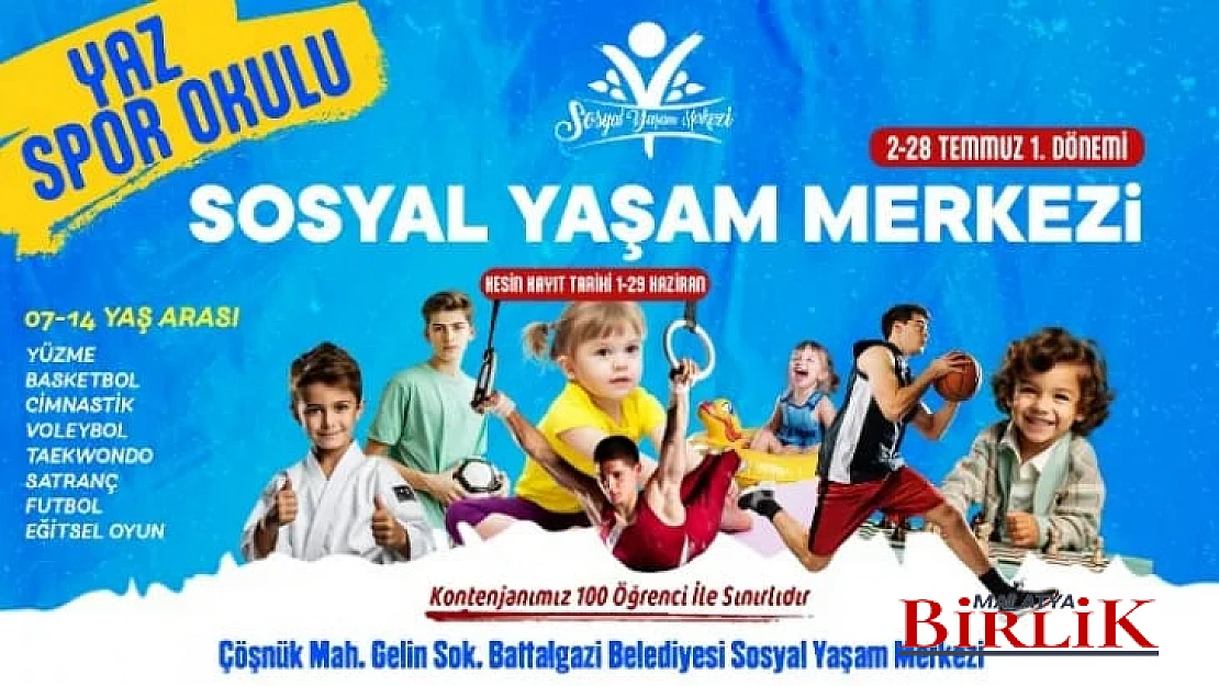 Battalgazi Sosyal Yaşam Merkezi'nde Yaz Spor Okulu Kayıtları Başladı