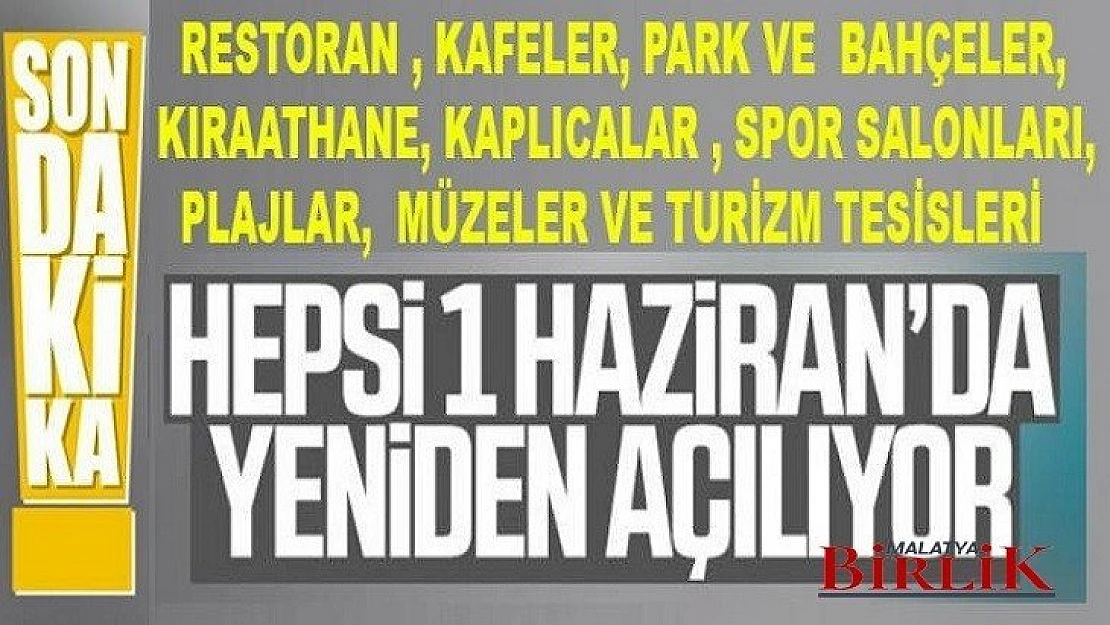Erdoğan, Restoran Ve Kafeler 1 Haziran'da Açılacak