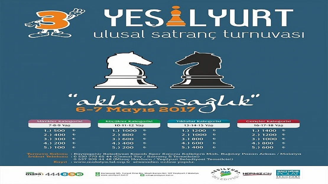 3.Yeşilyurt Ulusal Satranç Şenliği 6-7 Mayıs'ta
