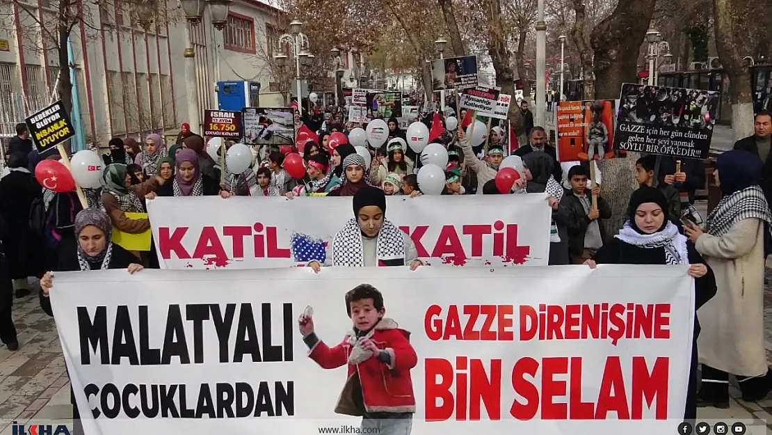 Malatya'da binlerce kişi 'Dünya Şehit Çocuklar Günü' için yürüdü