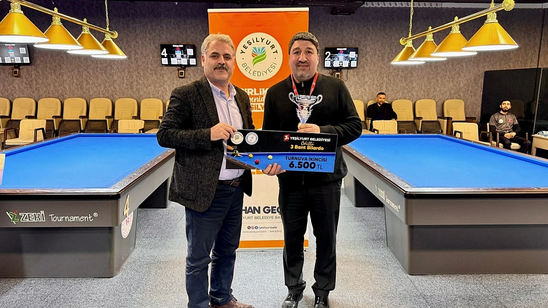 Yeşilyurt Belediyesi 3 Bant Bilardo Turnuvasında Dereceye Girenler Ödüllendirildi