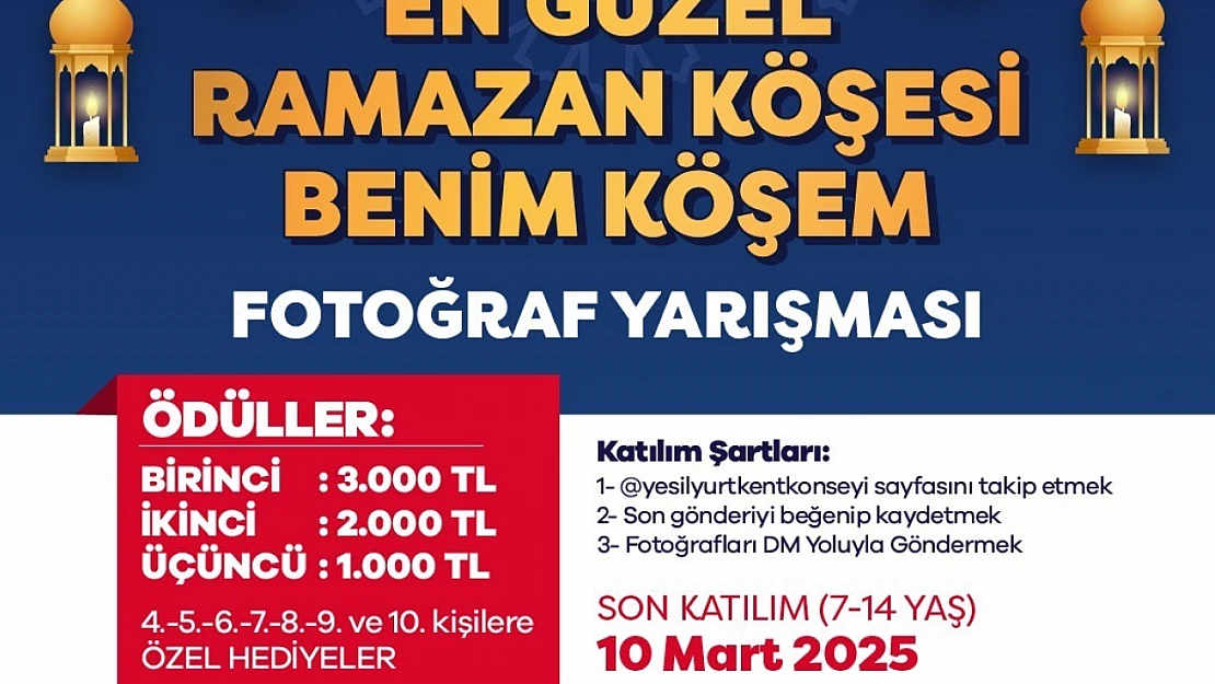 Yeşilyurt Kent Konseyi'nden 'En Güzel Ramazan Köşesi Benim Köşem' Fotoğraf Yarışması