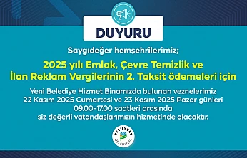 22-23 Kasım'da Yeşilyurt Belediye Vezneleri Hafta Sonu Hizmet Verecek