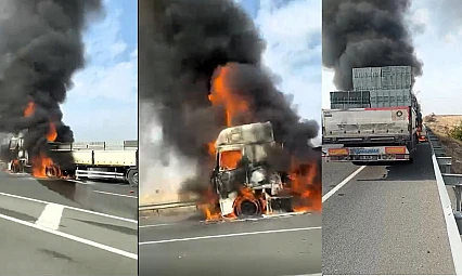 Battalgazi'de Tır Yangını: Bims Briket Yüklü Araçta Büyük Hasar