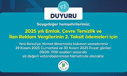Yeşilyurt Belediye Vezneleri, Hafta Sonu Hizmet Verecek