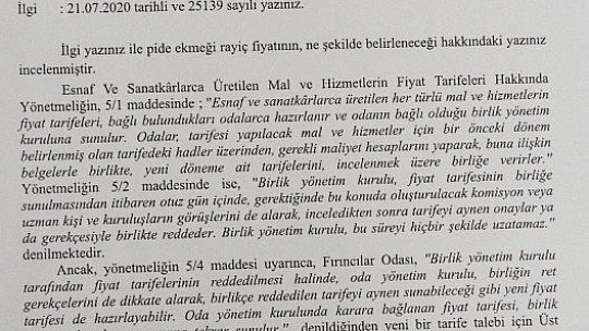 Valilik'ten Ekmek Tarifesi Hakkında Bilgilendirme