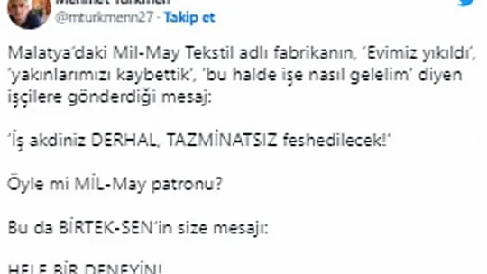 Malatya'da Depremzede İşçilere Tazminatsız İşten Atma Tehdidi