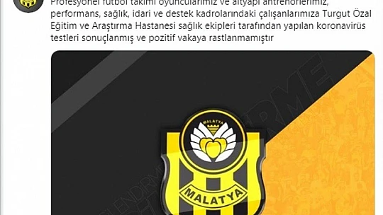 Yeni Malatyaspor'da Covit-19 Test Sonuçları Temiz Çıktı