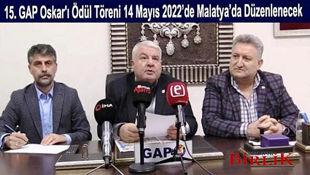 15. GAP Oscar Ödül Töreni Malatya'da Düzenlenecek
