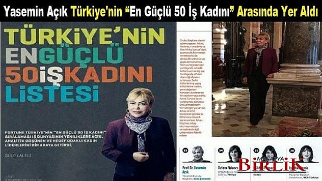 Açık, Türkiye'nin En Güçlü 50 İş Kadınından Biri