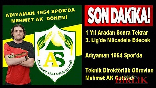 Adıyaman 1954 Spor'un Yeni Hocası Mehmet Ak Oldu