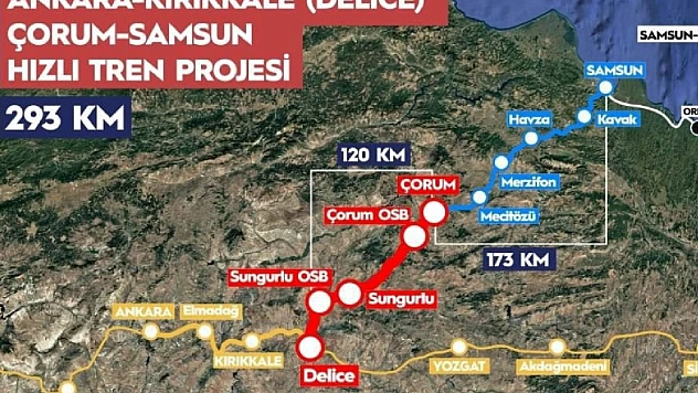 Ankara-Kırıkkale-Çorum-Samsun Hızlı Demiryolu'nda çalışmalar sürüyor