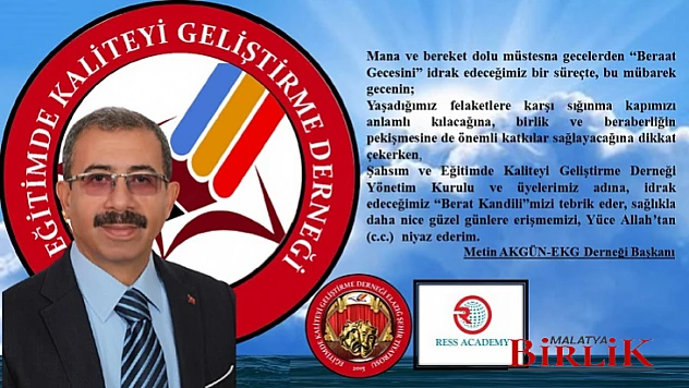 Başkan Akgün'ün, Berat Kandili Mesajı