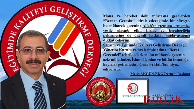 Başkan Akgün'ün, 'Berat Kandili' Mesajı