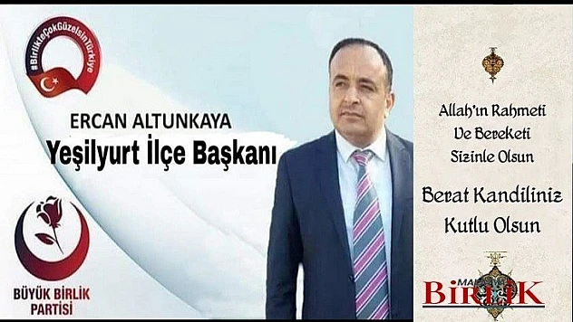 Başkan Altunkaya'dan Beraat Kandili Mesajı