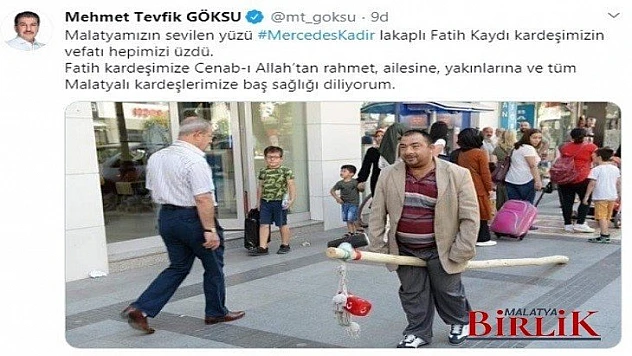 Başkan Göksu: Mercedes Kadirin Ölümü Bizleri Üzdü