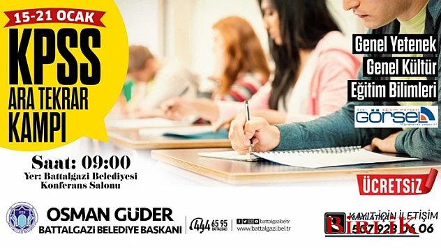 Battalgazi Belediyesi, KPSS'ye Hazırlanan Adaylar İçin Ara Tekrar Kampı Düzenleyecek