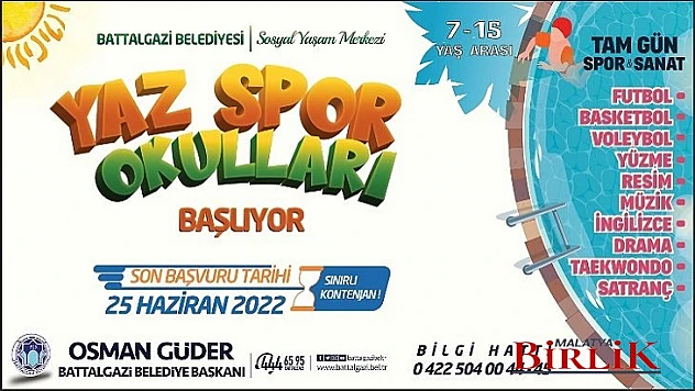 Battalgazi Belediyesi'nden Çocuklara Özel Yaz Spor Okulu