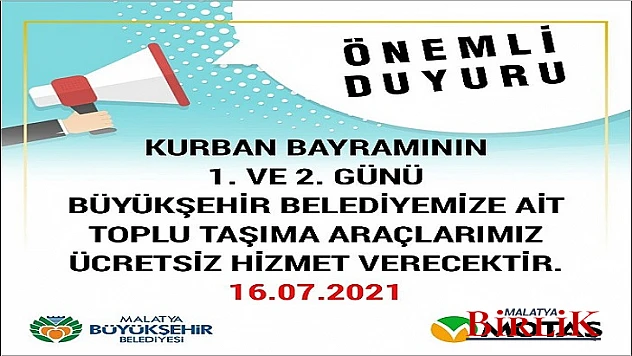 Belediye Otobüsleri Kurban Bayramının 1'inci Ve 2'inci Günü Ücretsiz