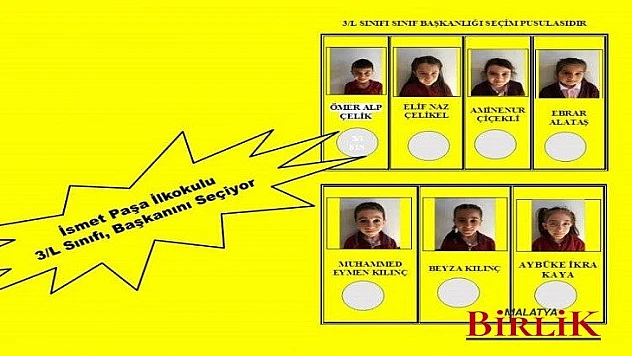 Elazığ Merkez İsmet Paşa İlkokulu 3/L Sınıfı Demokrasiyi Yaşıyor