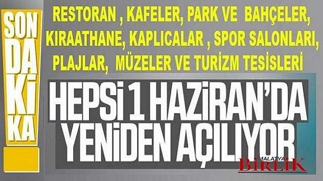 Erdoğan, Restoran Ve Kafeler 1 Haziran'da Açılacak