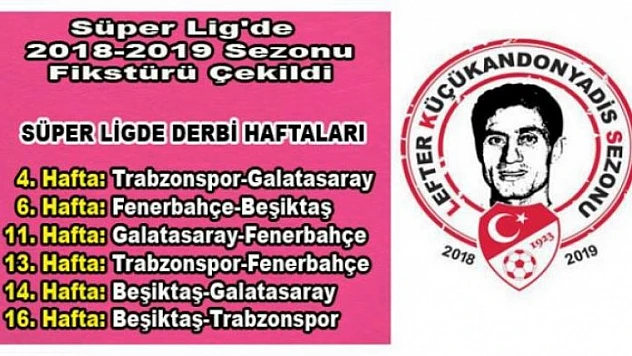 Süper Lig'de 2018-2019 Sezonu Fikstürü Çekildi