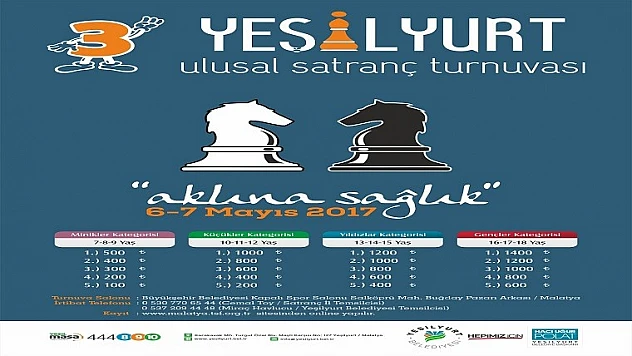 3.Yeşilyurt Ulusal Satranç Şenliği 6-7 Mayıs'ta
