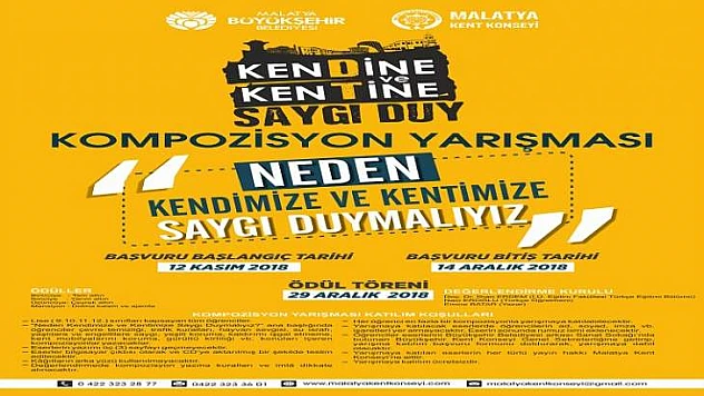 Malatya Kent Konseyi'nden Kente Saygı İçin Resim Ve Kompozisyon Yarışması