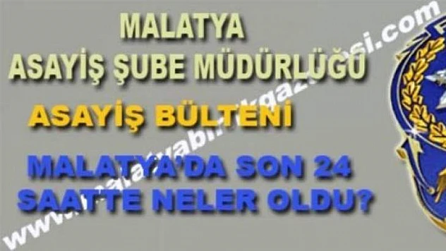 Malatya'dan Yaşanan Asayiş Haberleri