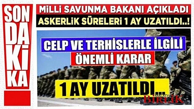 Kasım 2019'da Askere Alınanların Terhisi 1 Ay Uzatıldı
