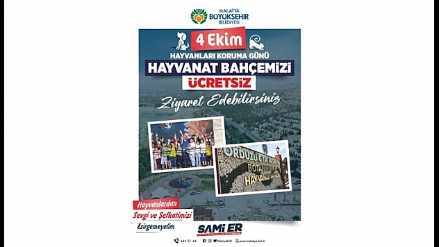 Malatya'da Hayvanseverler 4 Ekim'de Ücretsiz Gün Yaşayacak