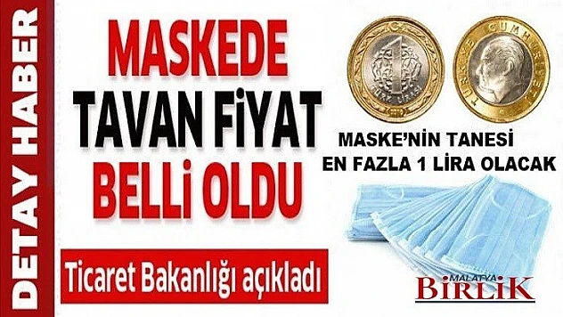 Maske Satış Fiyatı En Fazla 1 TL Olacak