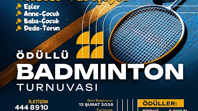 Yeşilyurt Belediyesi, Ödüllü 'Aileler Arası Badminton Turnuvası' Düzenliyor