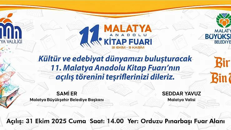 11. Malatya Anadolu Kitap  ve Kültür Fuarı Açılıyor