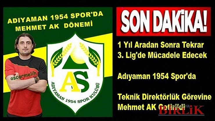 Adıyaman 1954 Spor'un Yeni Hocası Mehmet Ak Oldu