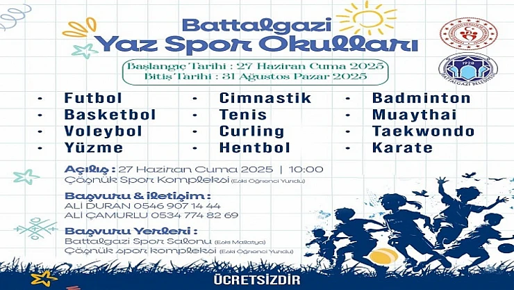 Battalgazi'de Yaz Spor Okulları Başlıyor
