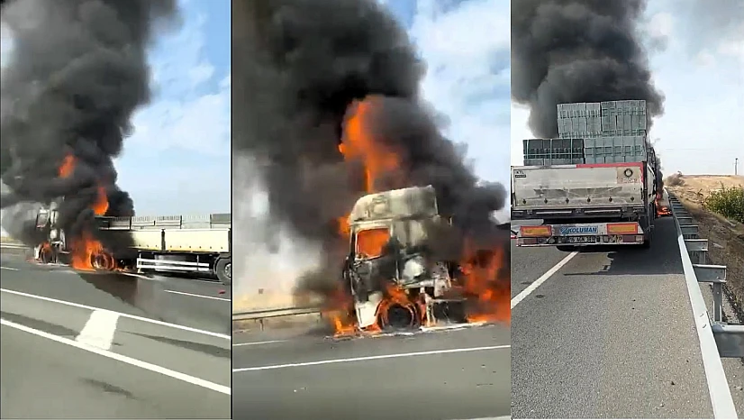 Battalgazi'de Tır Yangını: Bims Briket Yüklü Araçta Büyük Hasar