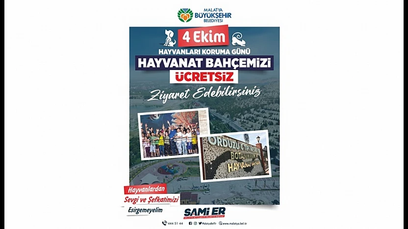 Malatya'da Hayvanseverler 4 Ekim'de Ücretsiz Gün Yaşayacak