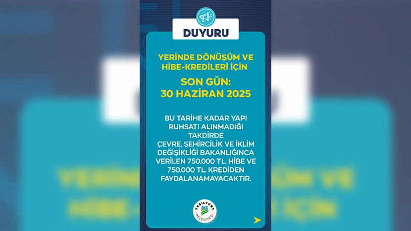 Yerinde Dönüşüm ve Hibe-Kredileri İçin Son Gün 30 Haziran 2025
