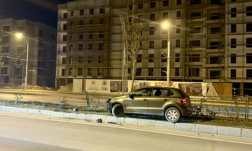 Köpeğe Çarpan Otomobil Kontrolden Çıkıp Refüje Çarptı