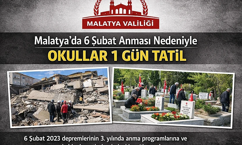 Malatya Valiliği Açıkladı: 6 Şubat'ta Okullar Kapalı Olacak