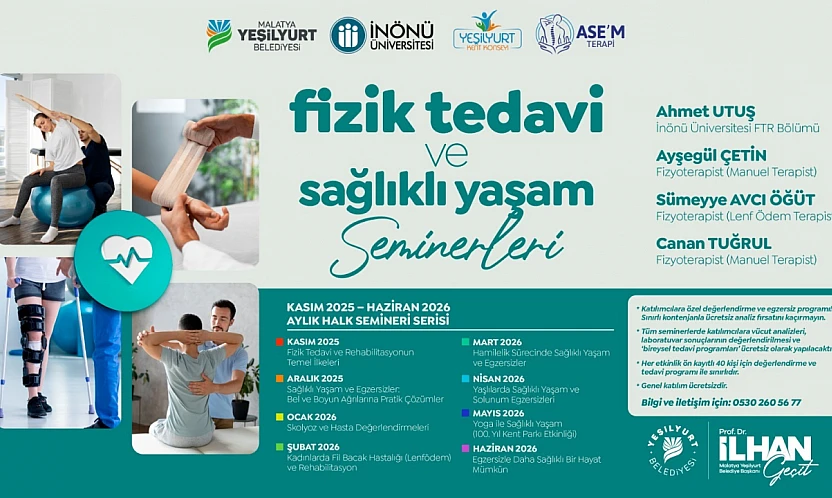 Yeşilyurt'ta 'Fizik Tedavi Ve Sağlıklı Yaşam Seminerleri' 1 Kasım'da Başlıyor!