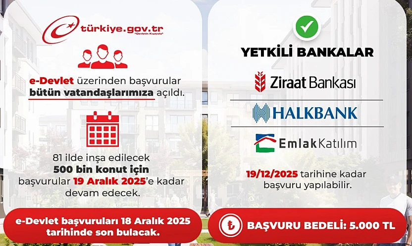 Yüzyılın Konut Projesinde E-Devlet Başvuruları sürüyor